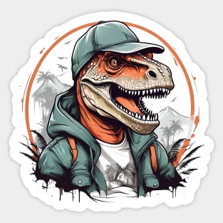 dino t-rex camping Sticker